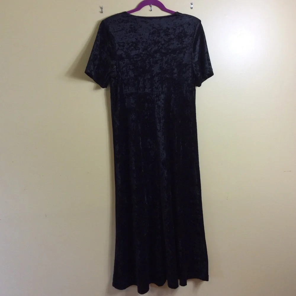 Vintage 90s Teddi black velvet maxi dress. Medium - Picture 6 of 6